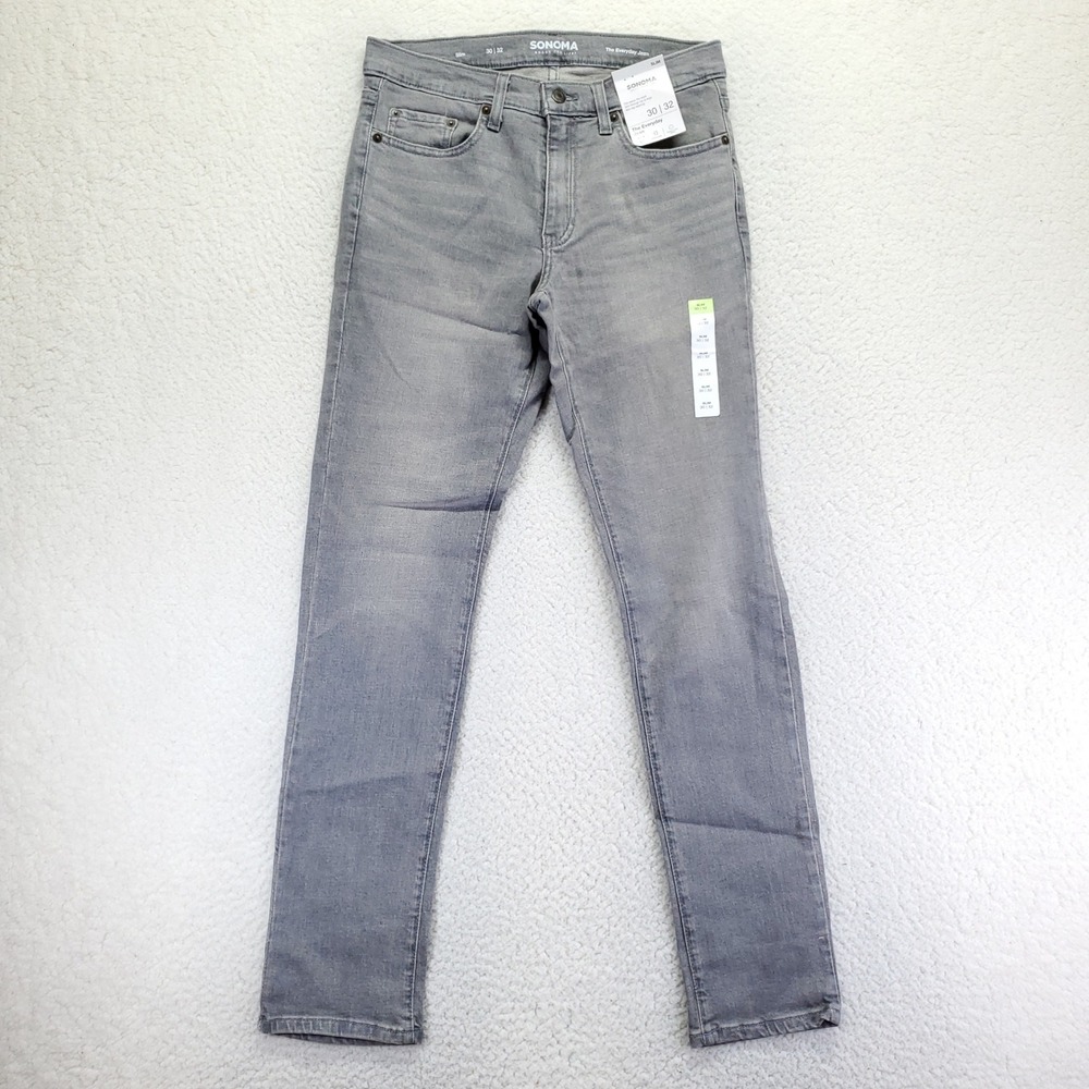 Sonoma Goods For Life Mens Everyday Jean Slim Fit Grey Denim 30x32 NWT